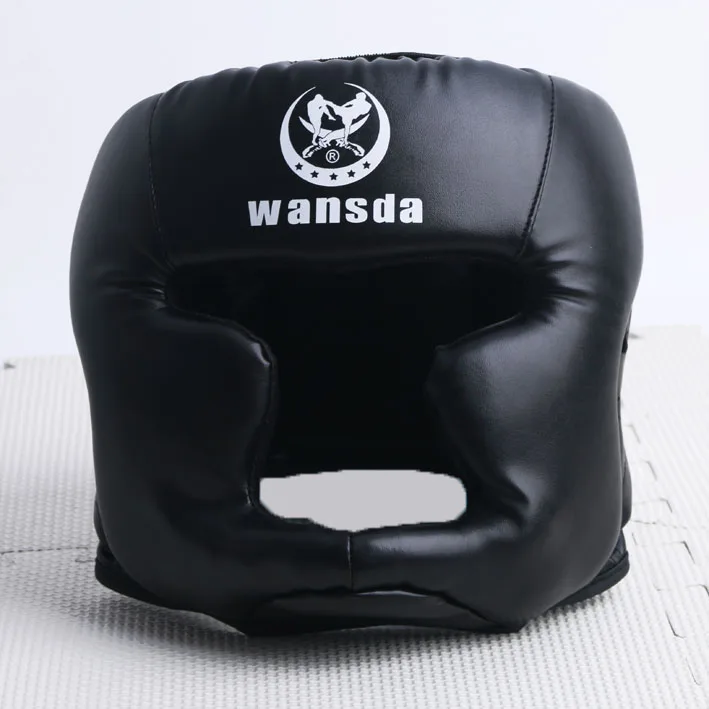 Регулируемый закрытого типа для бокса защитный шлем для тхэквондо карате Tai кикбоксинг конкурс Обучение Боксерский шлем - Цвет: Черный