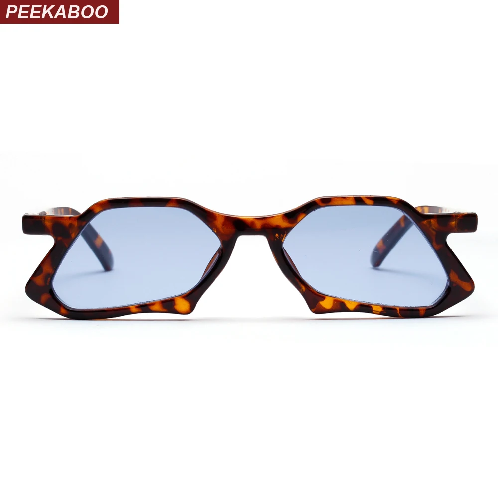 

Peekaboo vintage polygon sunglasses men clear lens blue pink 2019 irregular trendy sun glasses women uv 400 leopard