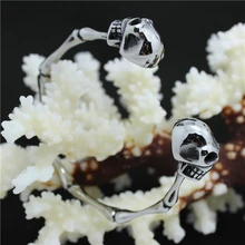 Топ продаж костный полированный череп браслет 316L из нержавеющей стали крутой, в стиле панк, готика стиль браслет с черепами