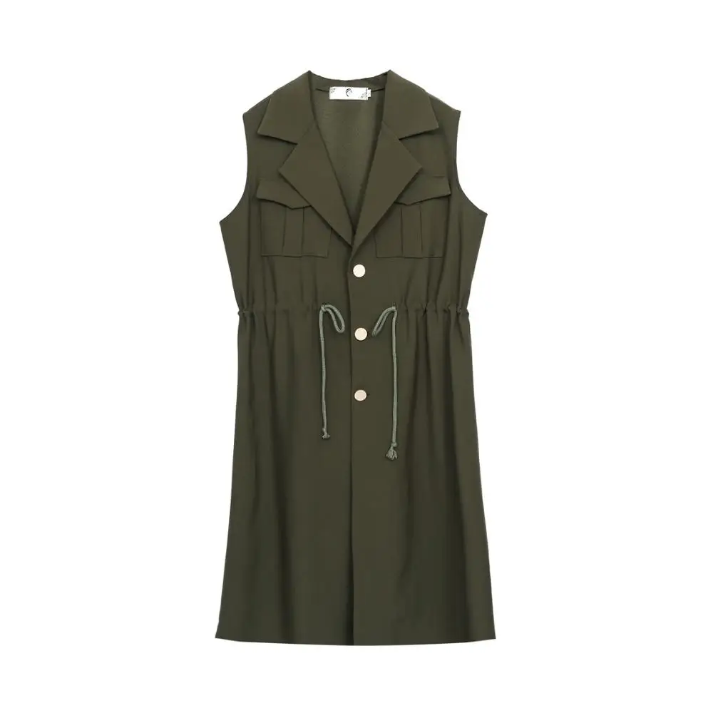 

Long waistcoat with lapel for spring collection plus size women