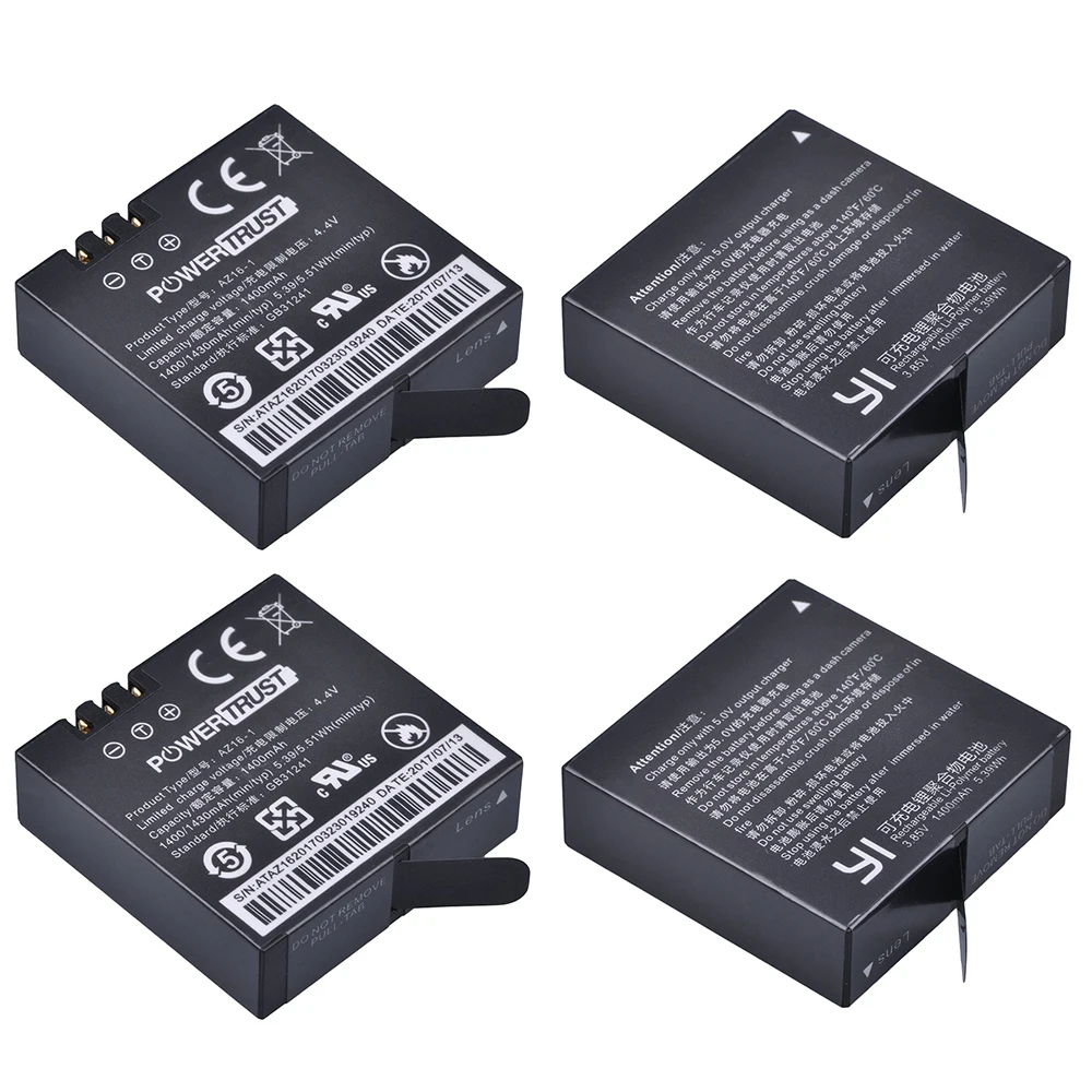 PowerTrust 4Pcs AZ16 1 AZ16 Batteries for YI 4K YI 4K+ and YI Lite