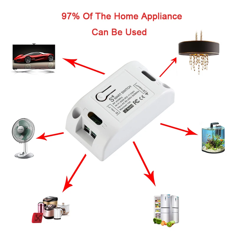 QIACHIP RF Wifi переключатель RF 433 MHz 10A/2200 W беспроводной переключатель 86 Тип вкл/выкл переключатель панель 433 MHz RF WiFi Пульт дистанционного управления Передатчик