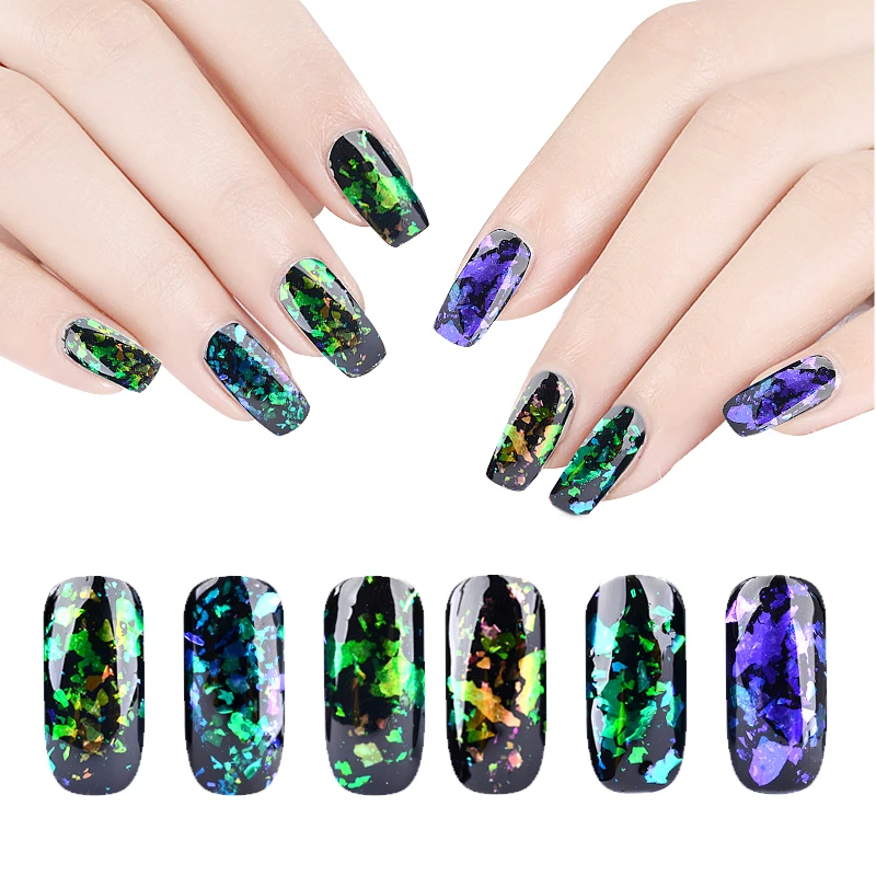 1-Box-Transparent-Gro-en-Flocken-Chameleon-Nail-art-Glitter-Pulver-Pailletten-Magie-Unregelm-ige-Fein (1)