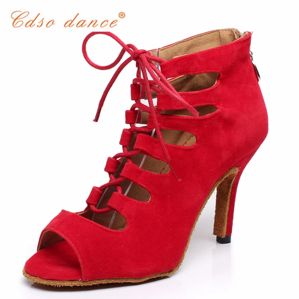 Cdso dance brand shoes 10312 Red /blue suede salsa shoe,Women's Satin Latin /Ballroom Dance Shoes