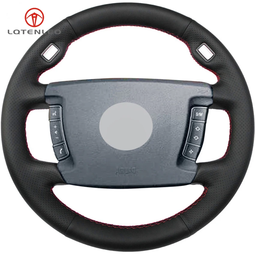 

LQTENLEO Black Genuine Leather Car Steering Wheel Cover for BMW 730Li 740Li 745Li 750Li 760Li 2004-2005 755ih 2007 730Li 2008
