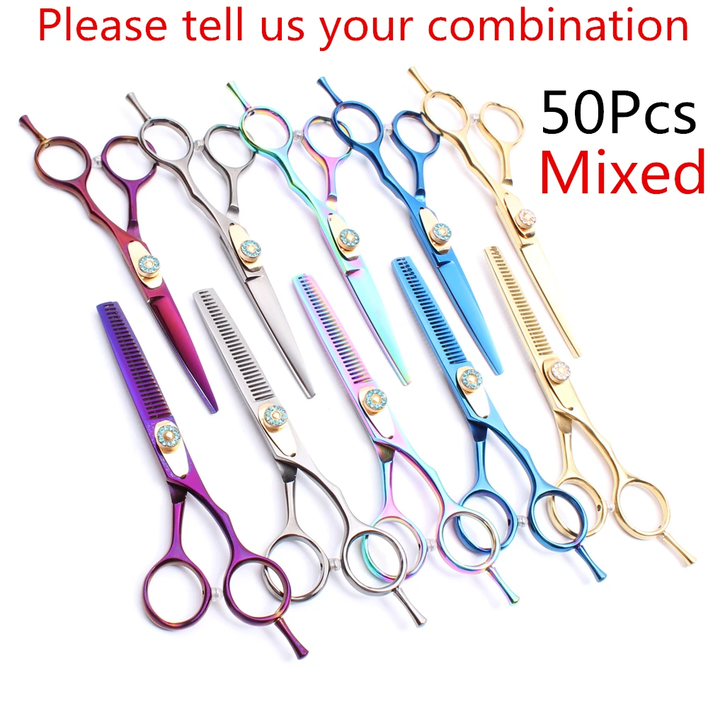 

50Pc 5.5" 6" Engraving Logo Thinning Scissors Cutting Shears Professional Hairdressing Scissors Hair Scissors Styling Tool C1020