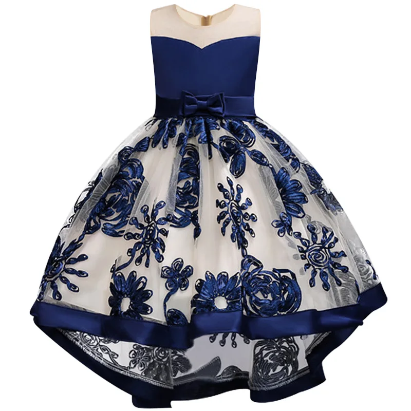 

Kids Girl Flower Trailing Bridal Gowns Fashion Girl Sleeveless Flower Dress Brilliant Tutu Long Dress Girl Party Princess Dress