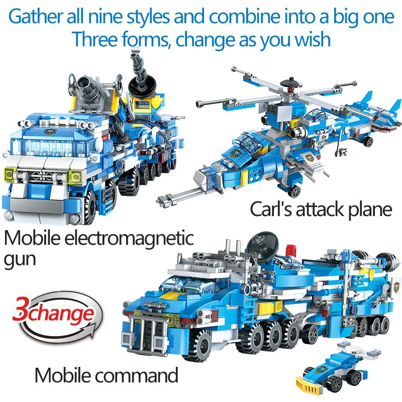  773pcs City Police Helicopter Boat Trucks Blocks Kits Compatible City Military Module Riot Police F
