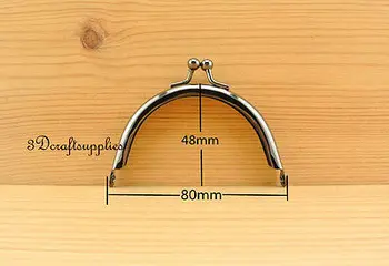 

metal purse frame glue on clasp clip half round gunmetal 3 inch x 1 7/8 inch A34