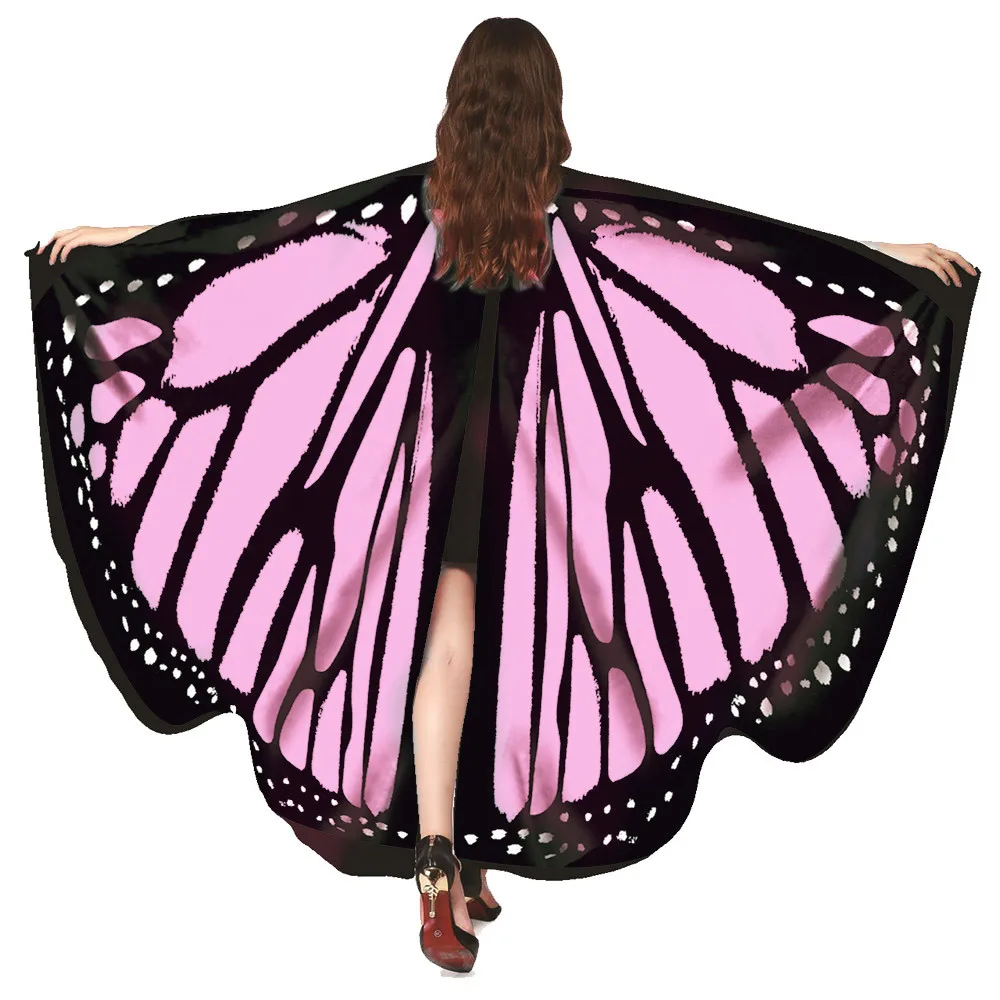 Страусиные крылья бабочки, новинка, шарфы с принтом, пашмины, Детские шали, шарфы, пончо, костюм, аксессуар для девочки B2240 - Цвет: Розовый