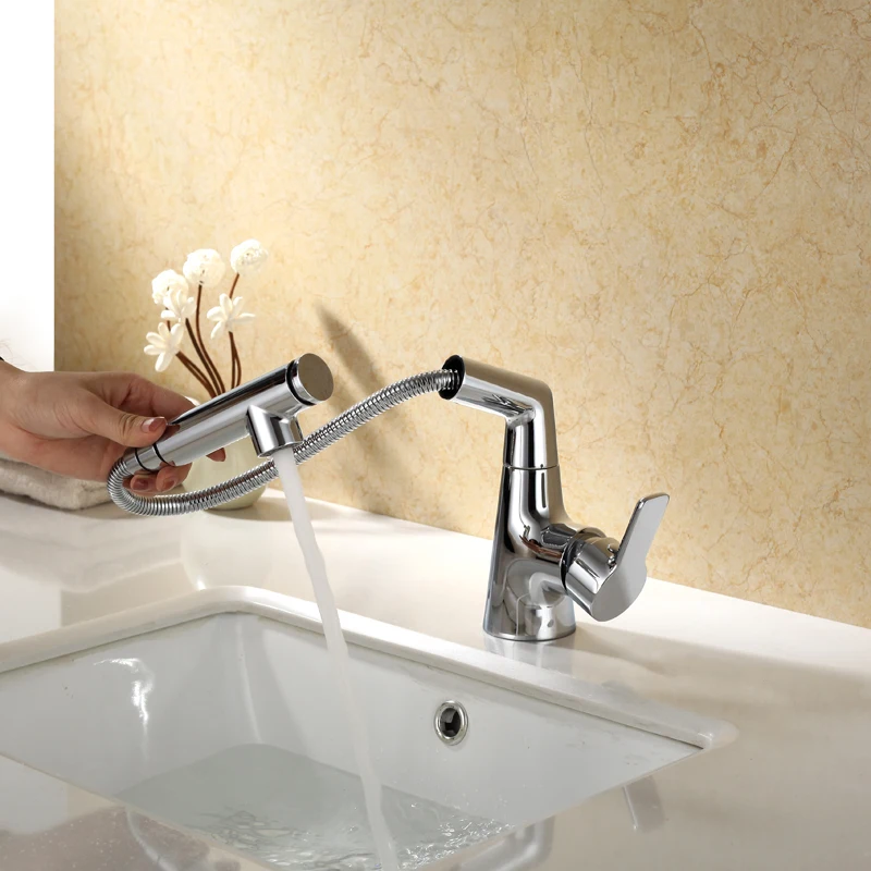 

pull out sink faucets all Copper Kitchen Faucet Cold and Hot Water single hole deck mounted Faucet chrome tap