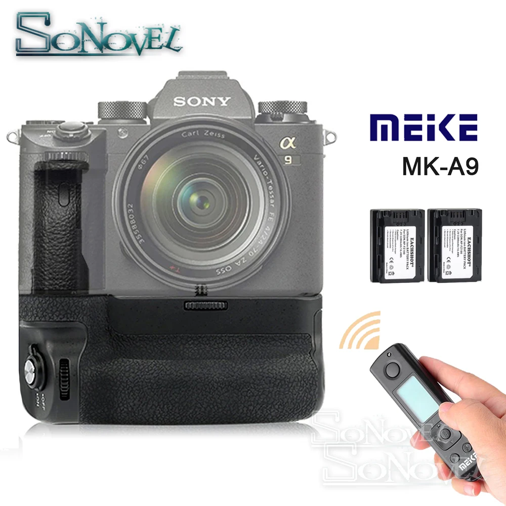 Meike MK-A9 PRO Батарейный держатель+ 2,4 ГГц пульт дистанционного управления+ 2x NP-FZ100 Аккумулятор для камеры sony A9 A7RIII A7III A7 III