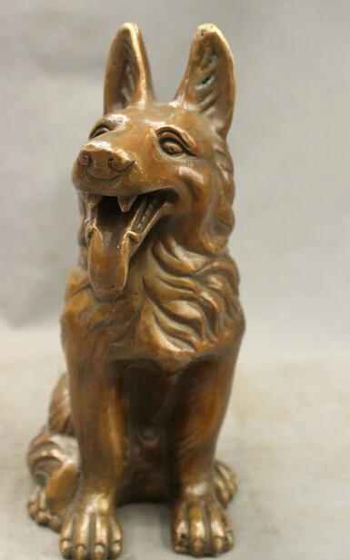 

JP S0608 8" Chinese Bronze Copper Guard Honest Year Zodiac Dog Statue Decorate Sculpture