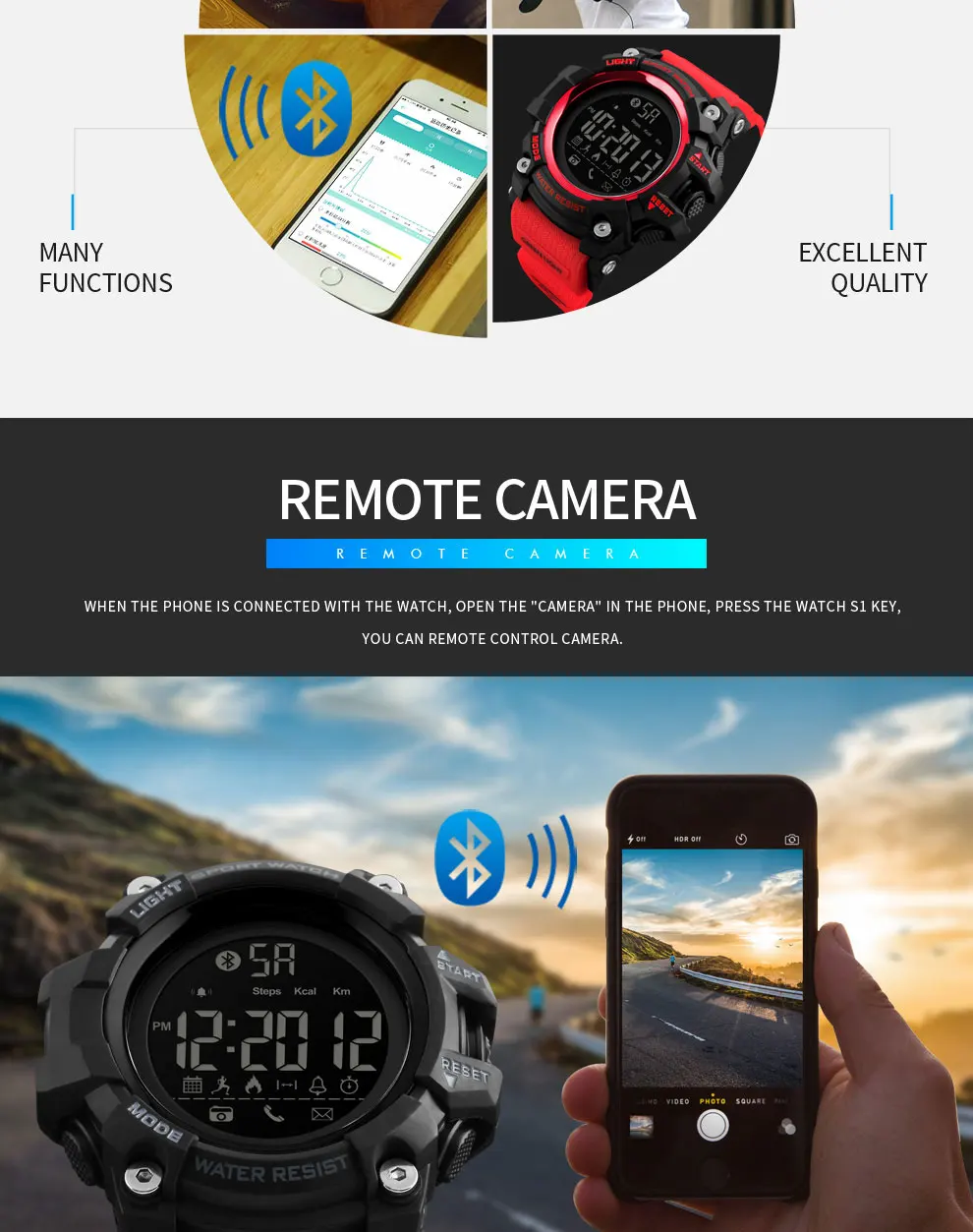 SKMEI Смарт мужские часы Брендовые спортивные шагомер калории цифровые часы водонепроницаемые Bluetooth умные электронные часы мужские часы