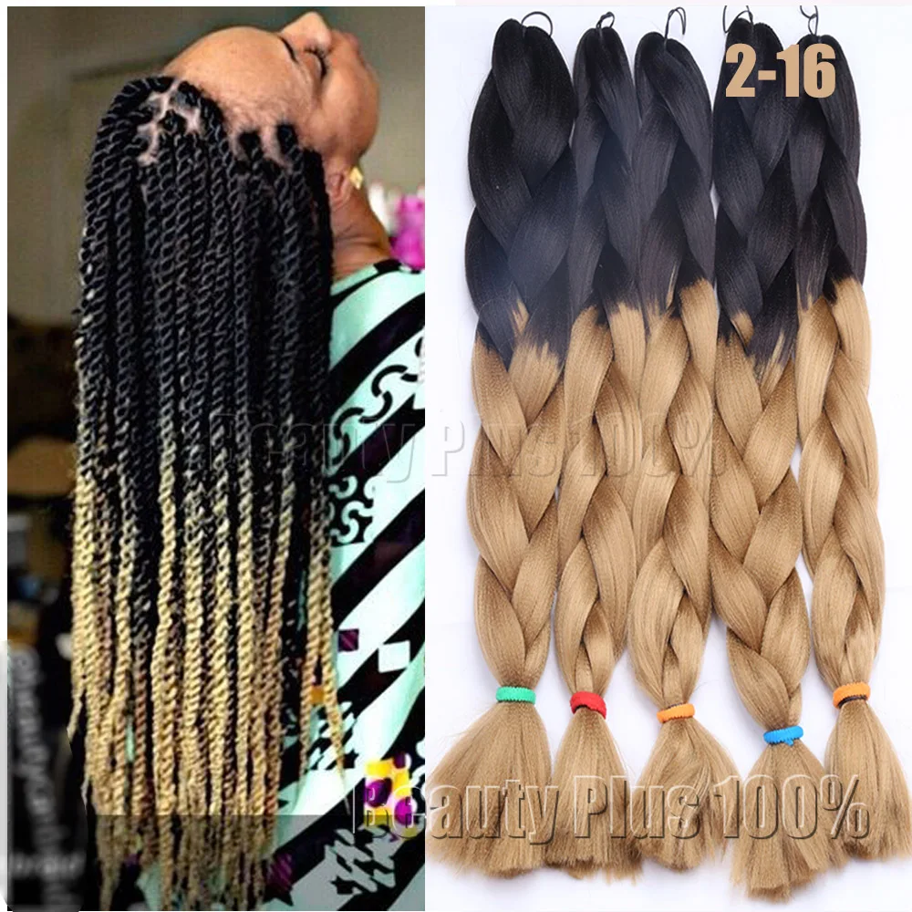 5packs 24 100g Xpression Braiding Hair Black To Dark Brown Ombre