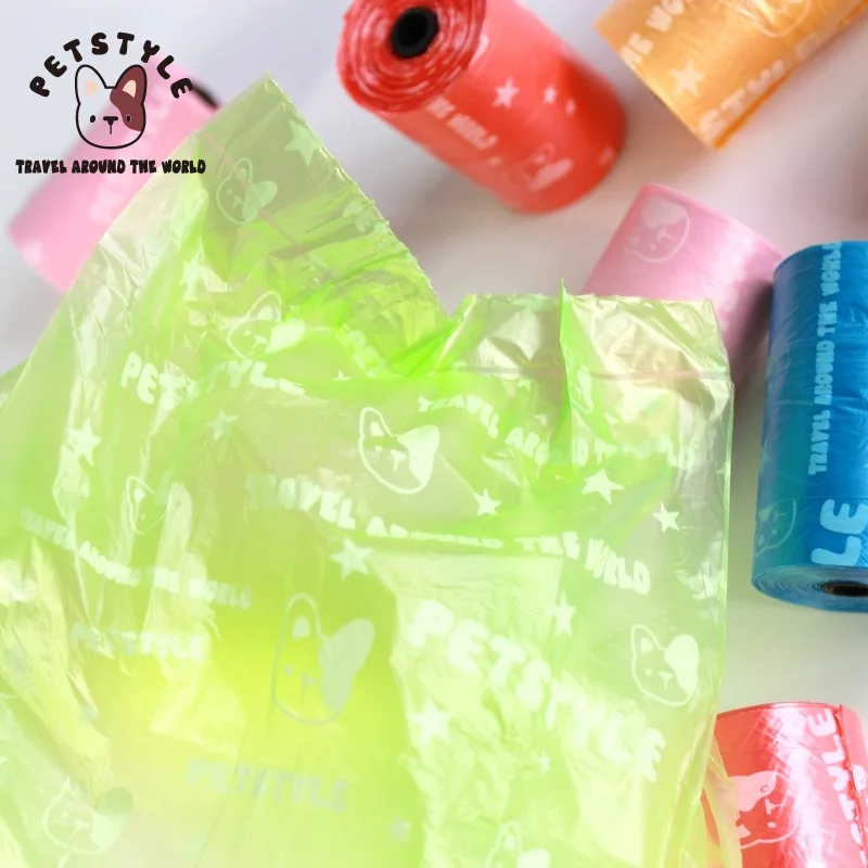 3 Roll/set Pet Plastic Bags For Travel Use For Garbage Bag For Pet Colorful Dog Plastic Bags