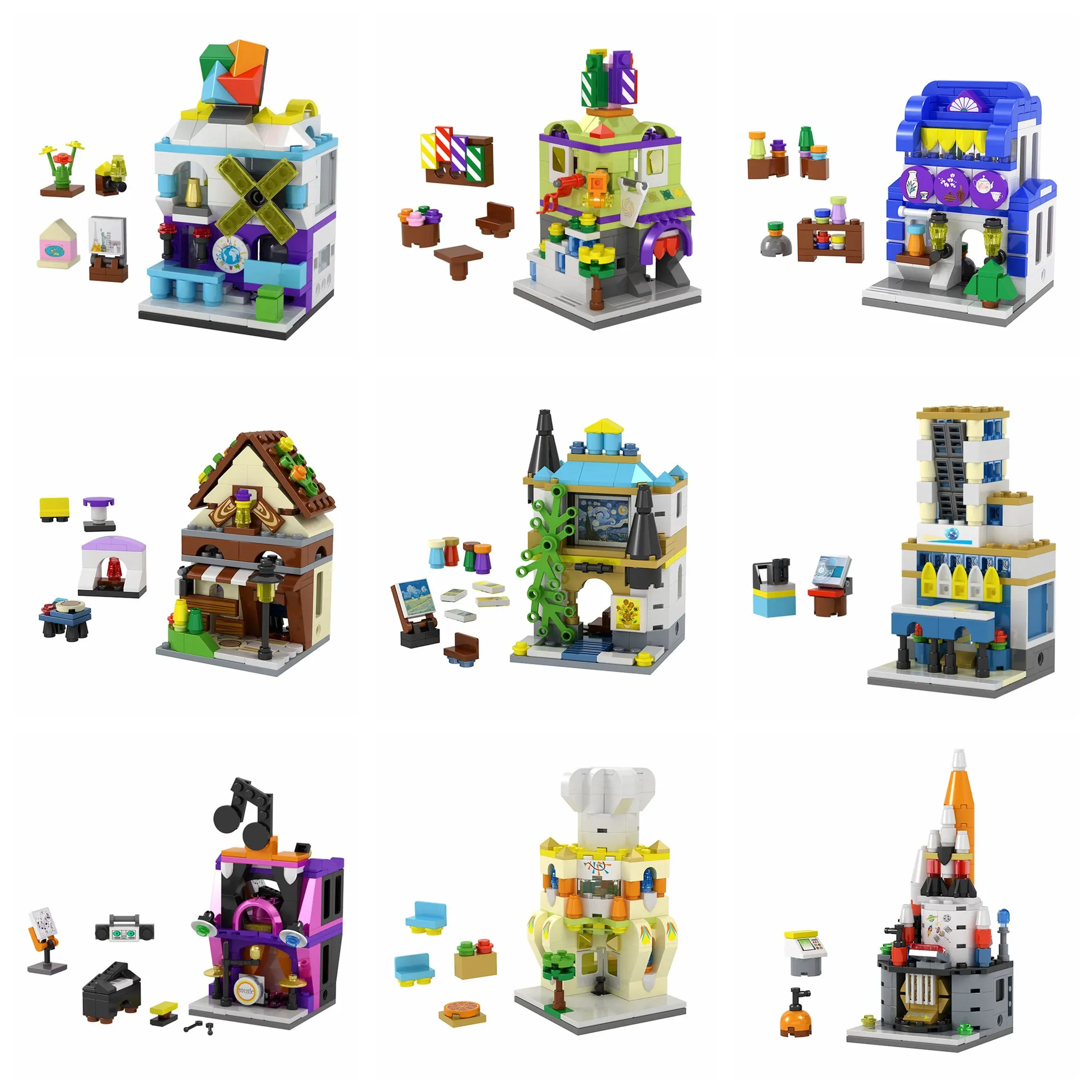 

Legoing City Creator Street View KTV Cake Juice Store Building Blocks Toys for Children Assemble City Creator Structure Block