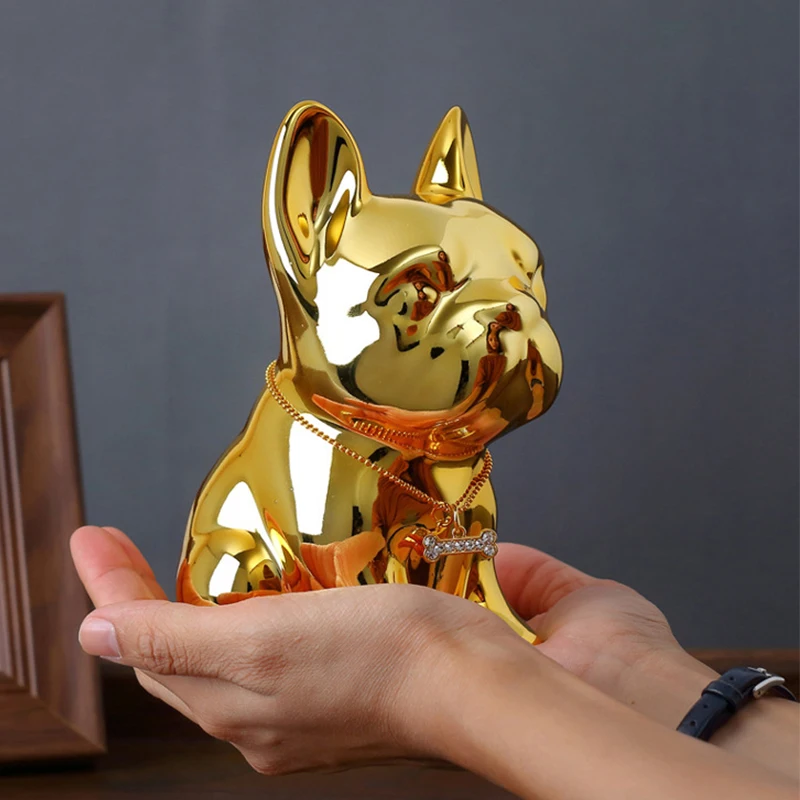 

High-end Cute Cartoon Resin Bulldog Piggy Bank Car Ornaments Auto Interior Decorations Geometric Creative Ornament Accessories