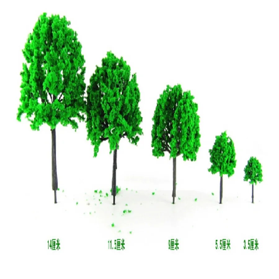 

3cm-17cm 20pcs/lot miniature green Plastic scale Model street model Trees for ho train railway layout