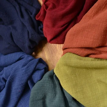 SOFT Linen Cotton Fabric for Patchwork Sewing Dyed Crepe Slub Dress Shirt Baby Fabrics Cloth Tissu Telas Textile 50x135cm