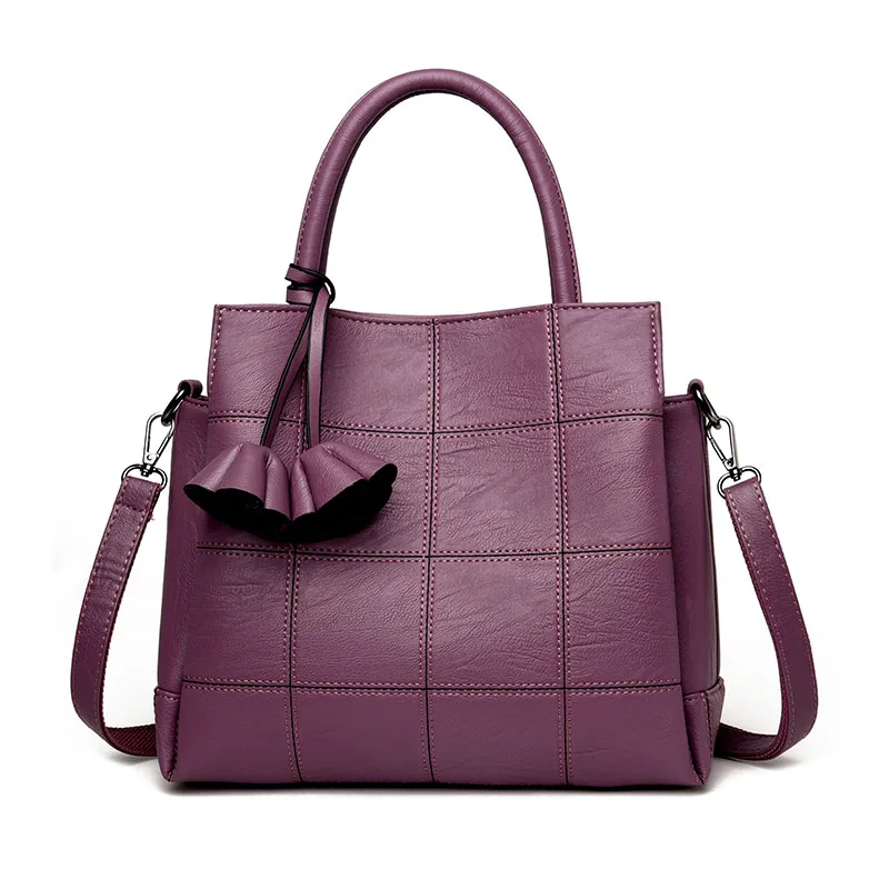 Мода плед кожа для женщин сумки известных брендов Роскошные Дизайнерские Роза женская сумка женская Sac основной - Цвет: PURPLE