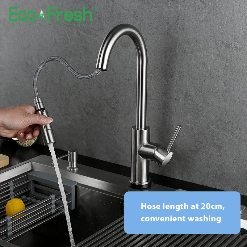  New Lead-Free SUS304 Stainless Steel Pull Out Touch Faucet Kitchen Sensitive Touch Control Faucet M - 32916766225