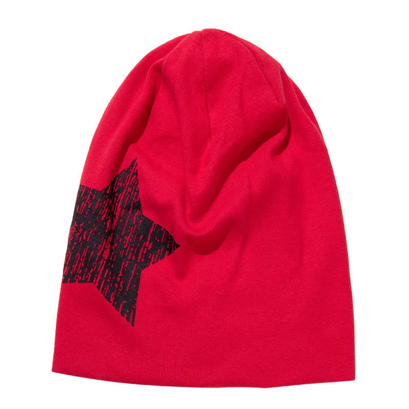 Новая детская шапка в стиле хип-хоп для уличных танцев, детская шапка со звездами, шарф, шапка для мальчиков и девочек, осенне-зимняя вязаная шапка для малышей - Цвет: red big star