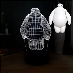 3D мультфильм милый Baymax акриловая панель лампа 7 цветов Изменение иллюзии RGB сладкое настроение DEC спальня стол ночник праздник Дети подарок