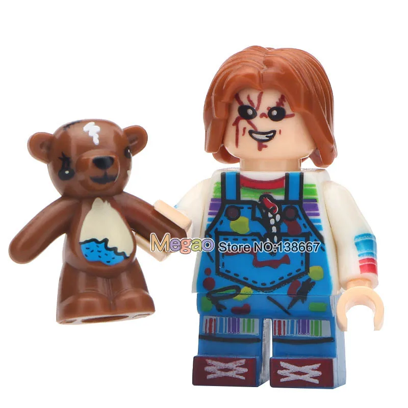 

2 pcs/lot Super Heroes Creepy Mr Bean Panda Man N-POP Girl Superman Batman Travel With Bear Model Building Blocks Children Toys