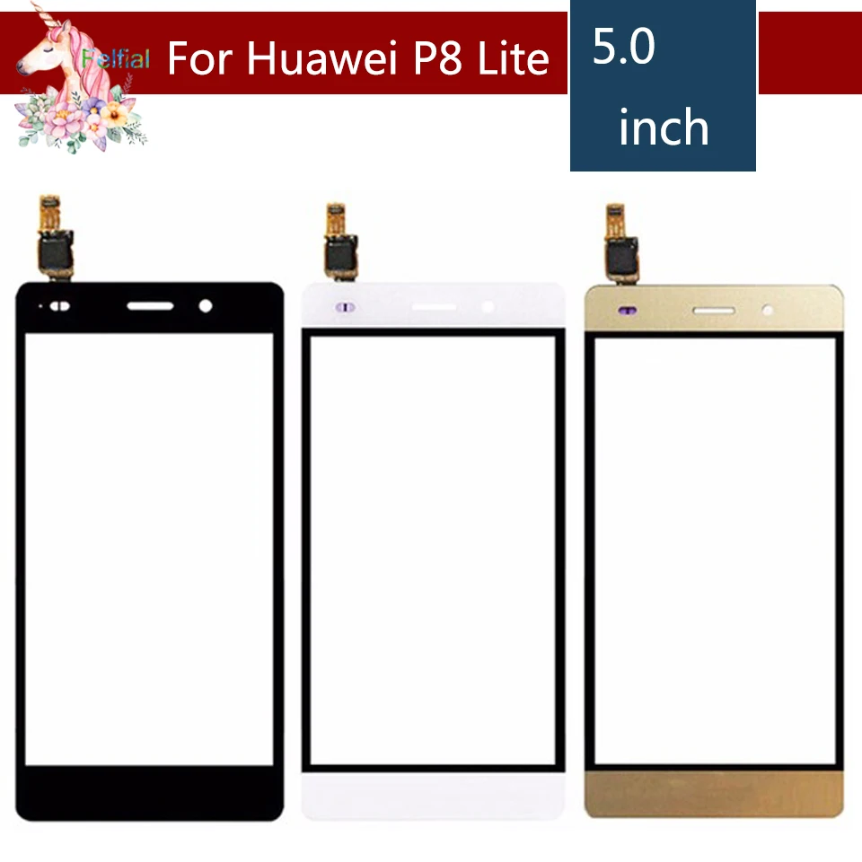 

10 шт./лот 5,0 "для Huawei P8 Lite 2015 сенсорный ЖК-экран дигитайзер сенсор внешнее стекло объектив панель Замена