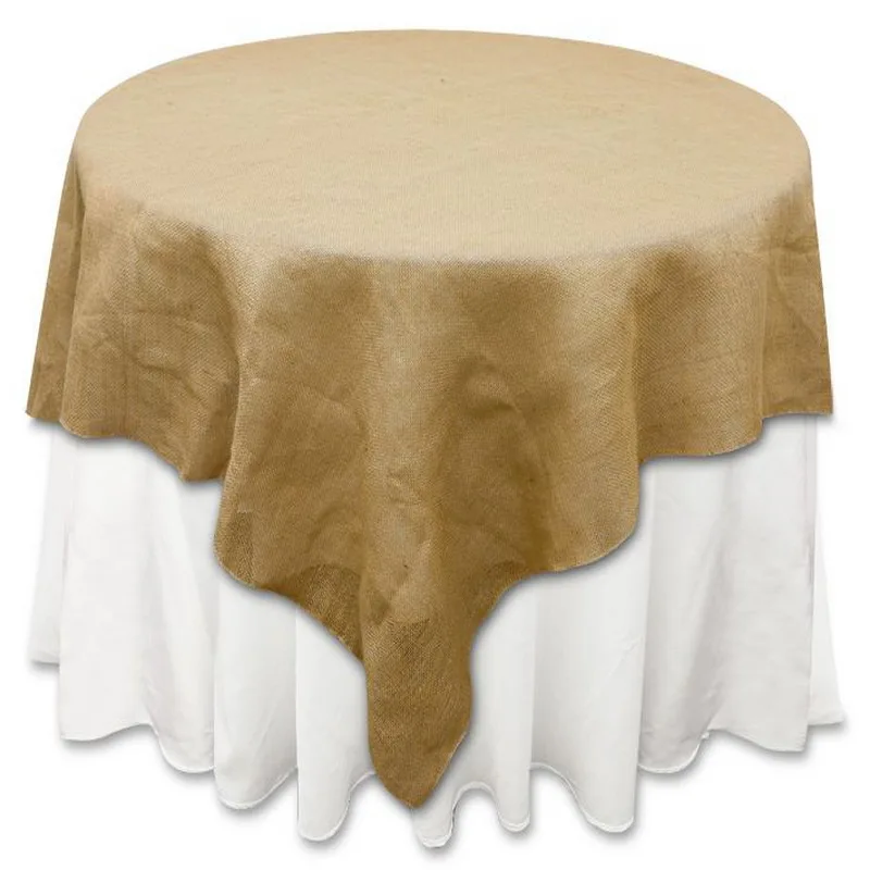 SMOPOR High Quality Jute burlap Square Linen Table Cloth For Wedding Events Home Party banquet Rust