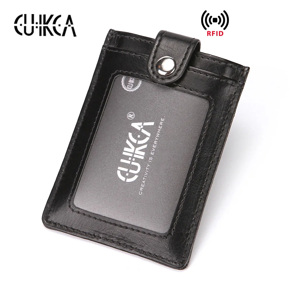 

CUIKCA New RFID Wallets Women Men Wallet Pull Type ID Credit Card Holders Hasp Slim Leather Wallet Purse Carteira Card Cases