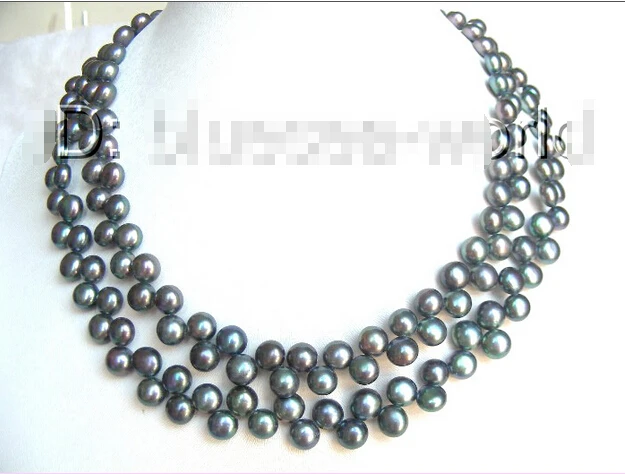 

Amazing double peacock black natural pearls necklace b1181Noble style Natural Fine jewe fast SHIPPING