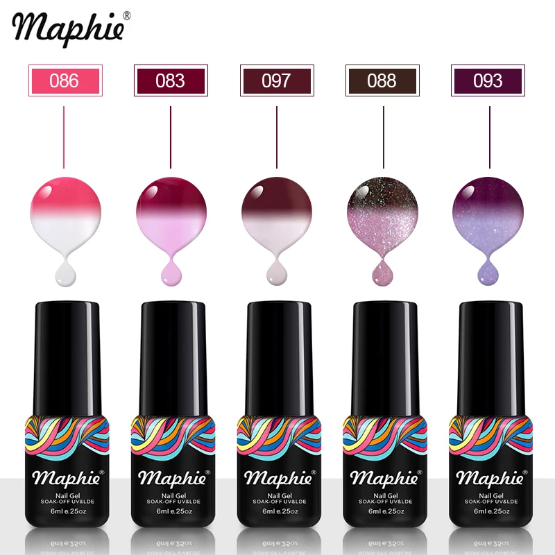 

Maphie Newest Temperature UV Nail Polish Change Color Thermal UV Gel Nail Enamel 6ML Soak Off Glitter Sequins Nail Gel Lacquer