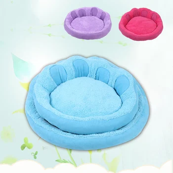 

Paw Pattern Round Soft Pet Dog Bed Nest Puppy Kitten Bed Pad Flannel Warm House Kennel Plush Mat For Pet Small Dogs Cats