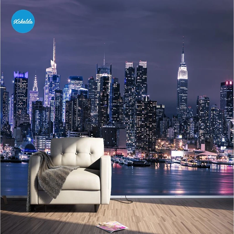 XCHELDA пользовательские 3D обои Дизайн NY night view фотообои Кухня Спальня Гостиная