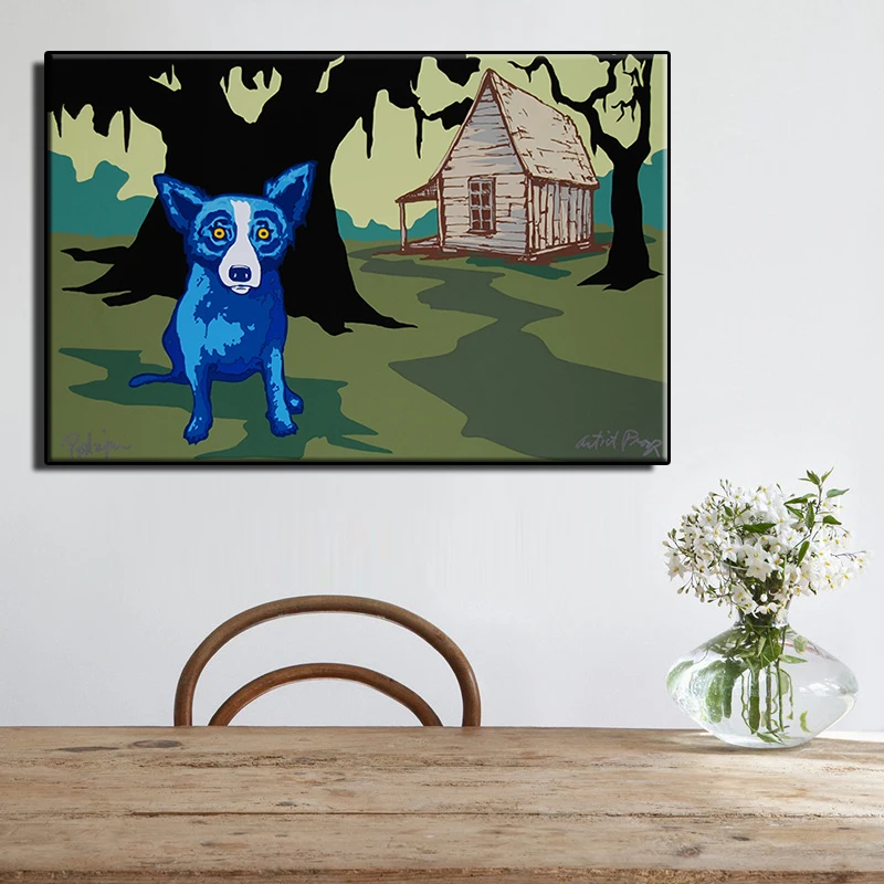 

American Style Animal Dog Oil Painting Modern pop elements wall HD canvas printing art Giclee home decoration murals no frame