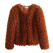 Зима плюс бархат искусственный мех пальто утепленный с длинным рукавом Короткая куртка Женский Кардиган Повседневная плюшевое пальто