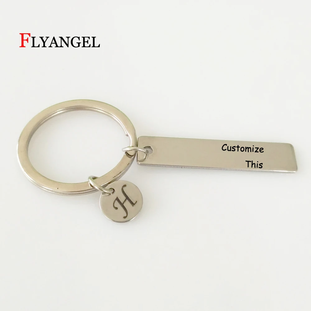 

Stainless Steel Blank Keyring Silver/Gold Color Keychains For Women Men Customized Initials Engrave Letter Key Chains