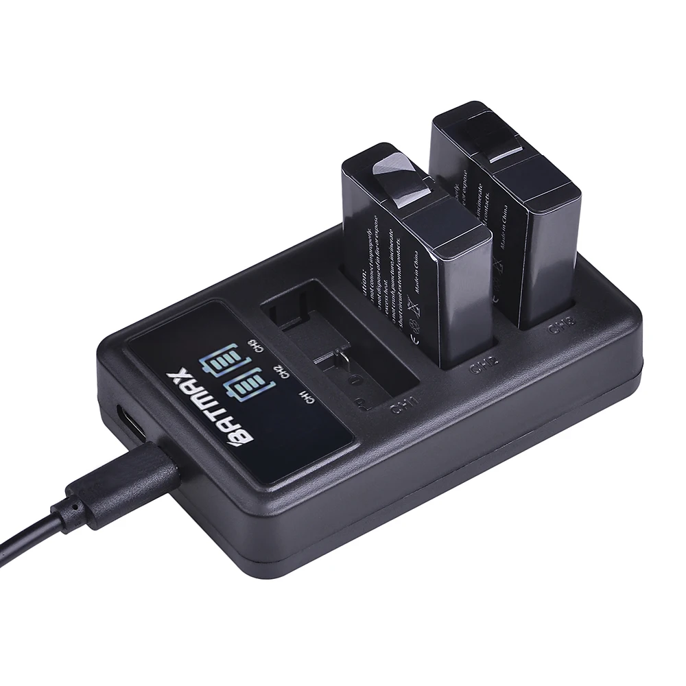 Batmax для Gopro 5 AHDBT-501 батарея+ светодиодный USB 3 слота зарядное устройство с портом type C для Gopro 5 hero 6 Gopro7 Gopro 8 Экшн-камера