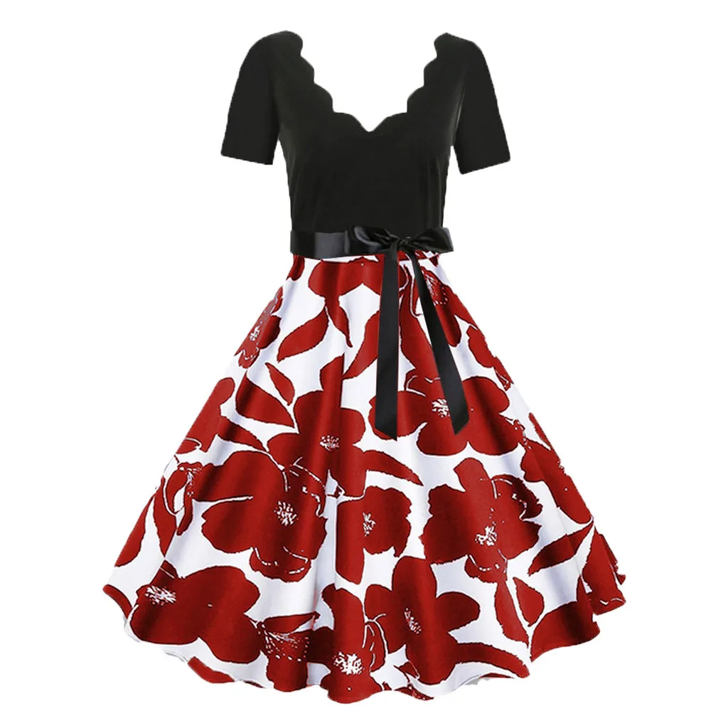 

Plus Size Summer Party Dress 2019 Women Elegant Floral Print Casual Dresses Woman Party Night Sexy Dress Ladies Dresses