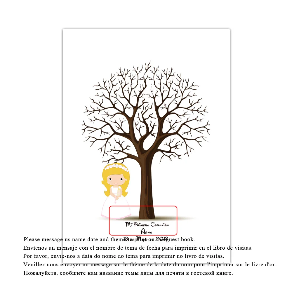 Personalized-Mi-Primera-Comunion-Fingerprint-Signature-Guest-Book-With-Blonde-Angel-Gift-For-First-Holy-Communion