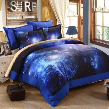 

EsyDream Blue Color Ourter Space King Bedspreads,Queen Size Universe Outer Space bedding,Themed Galaxy Bedlinen
