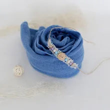 Комплект для новорожденных девочек с перламутровым узором и завязками на голову, для фотосъемки, детский плед из ангорской козьей шерсти