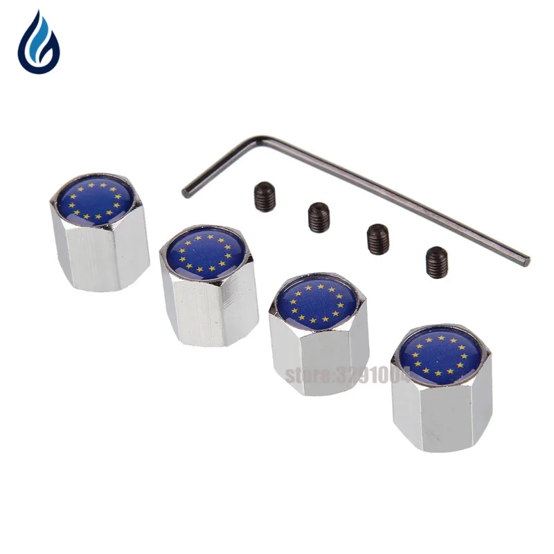 EU Flag Car Wheel Tire Valves Cap AntiTheft Cover For Vw Golf Polo Ford