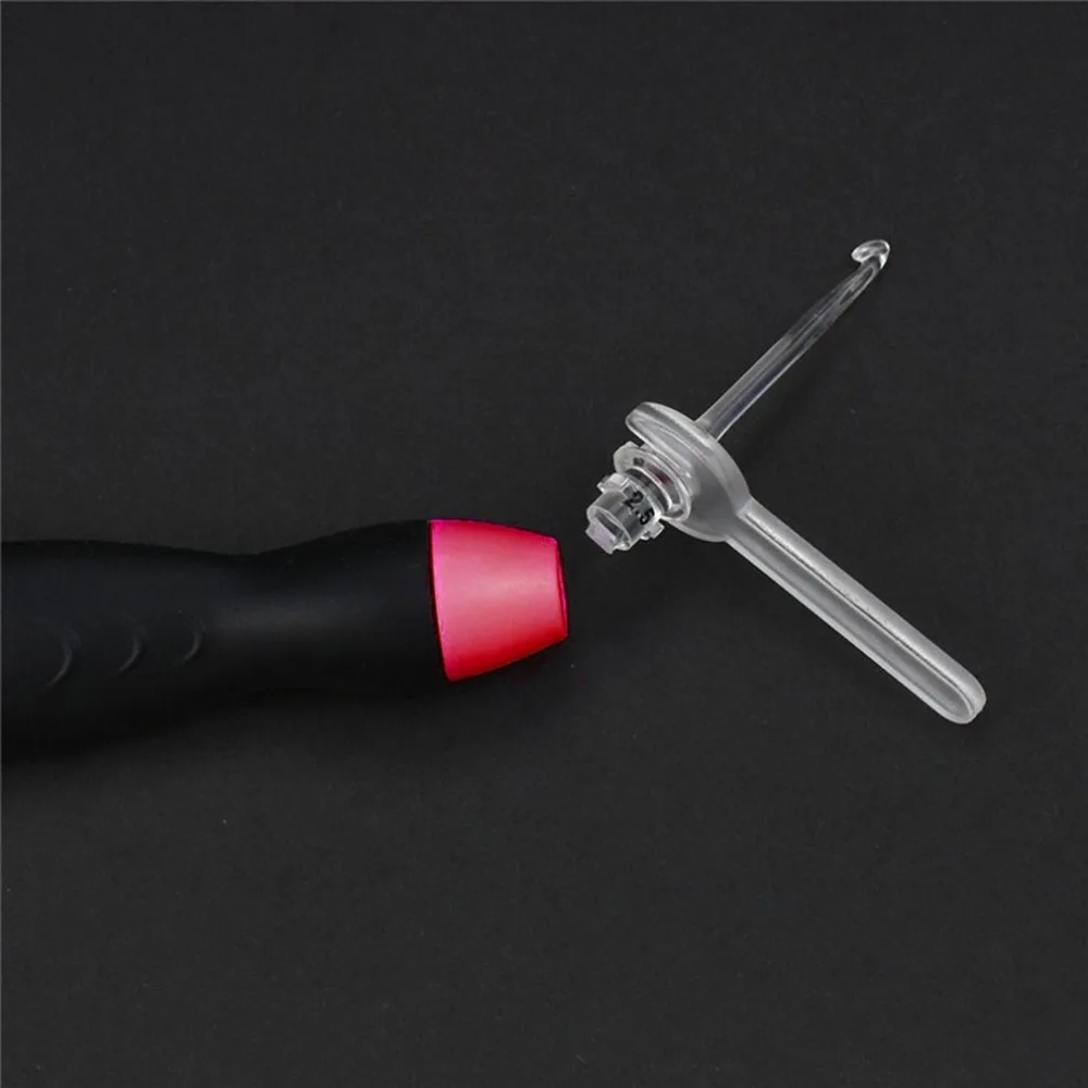 DIY LED Light Up Hook Handle Knitting Needles Set Loom Sewing Tool Accessories With Replaceable Tips