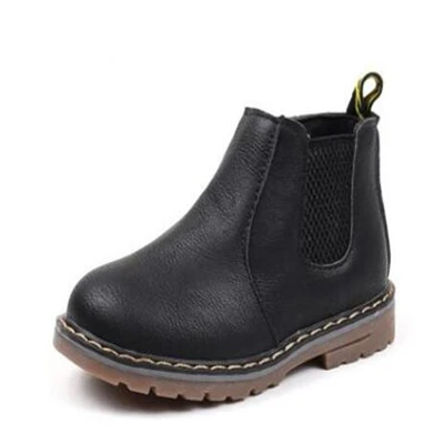 MHYONS/ г. Зимние детские ботинки теплые ботинки для мальчиков и девочек утолщенные бархатные детские Нескользящие ботинки Ботинки martin на молнии - Цвет: Single black