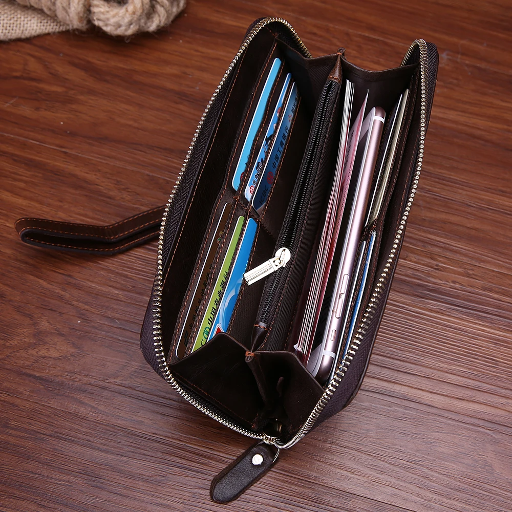 

6.5'' phone case Long Women Wallet with Interior Female Large Purse Perse Carteira Woman Genuine Leather Card Holder Money Bag