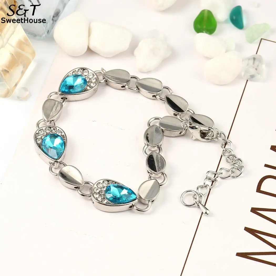 

Rhinestone Casual Hollow Geometric Women Plastic Gem Lobster Claw Clasp Bracelet