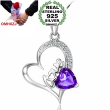OMHXZJ Звездные Ювелирные изделия kpop Сердце Любовь Аметист AAA Циркон 925 пробы серебряные подвески-шармы PE29(без цепи ожерелье